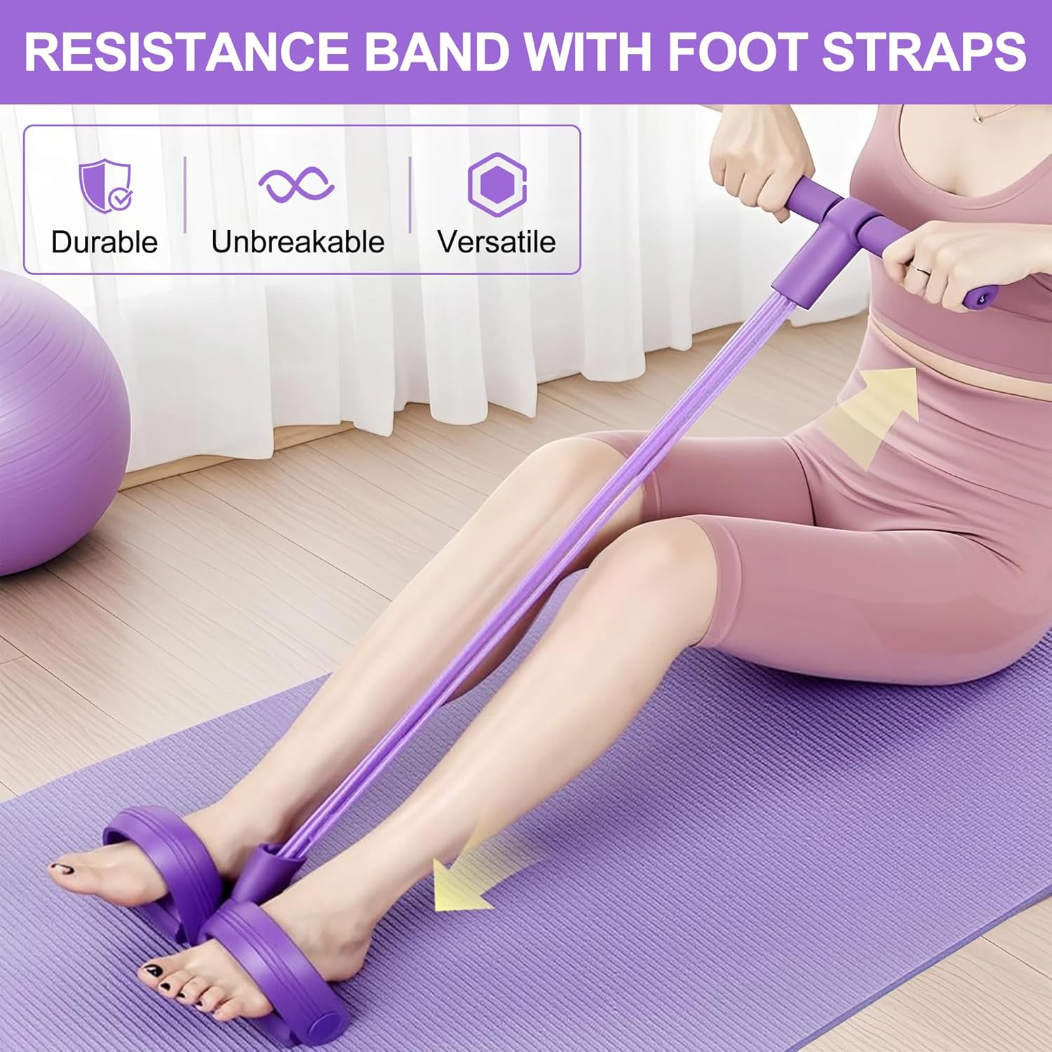Home Gym Youtube - 4튜브 페달 저항 밴드 다기능 텐션