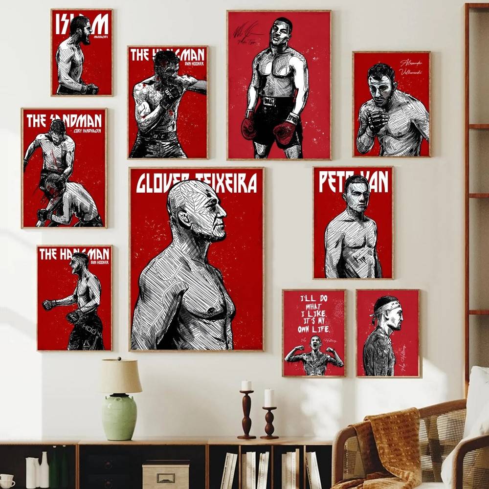 Home Gym Wallpaper - 전투 선수 종이 포스터 그런지 파이터