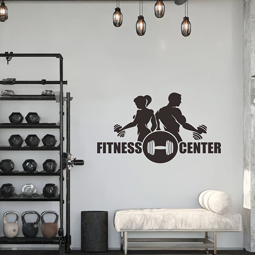Home Gym Wallpaper - 1PC 남성과 여성 덤벨 벽 스티커
