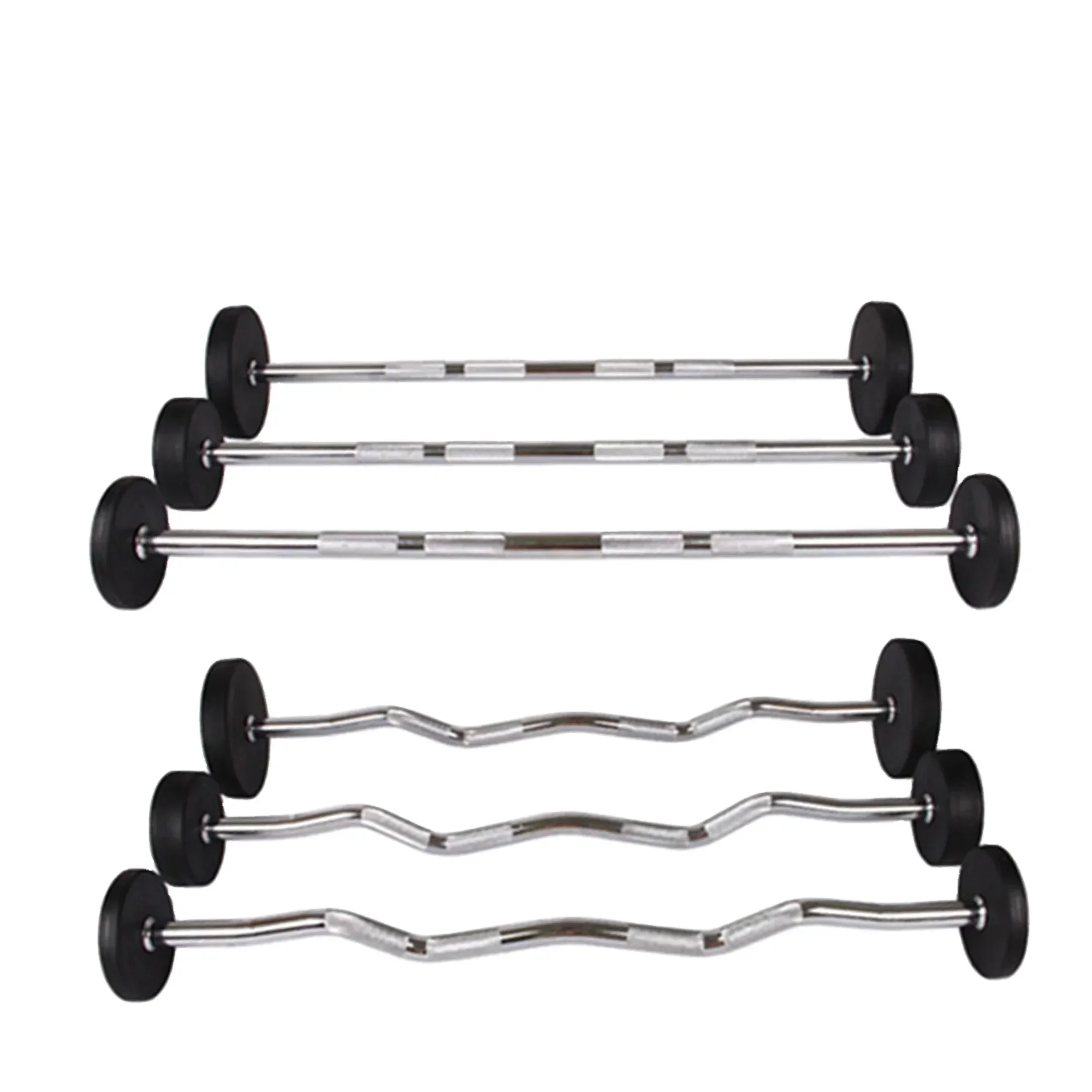 Barbell Curl Bar - 웨이트리프팅 스트레이트 컬 고무 바벨 바