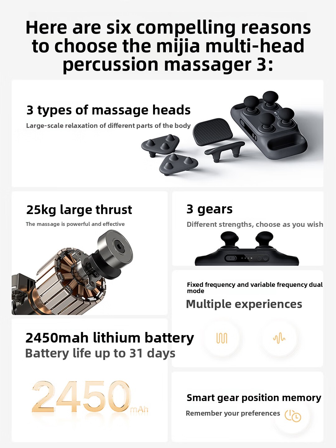 Mijia 멀티 헤드 마사지 건 3 충전식 심부 조직  - Home Gym Options 리뷰 및 가격