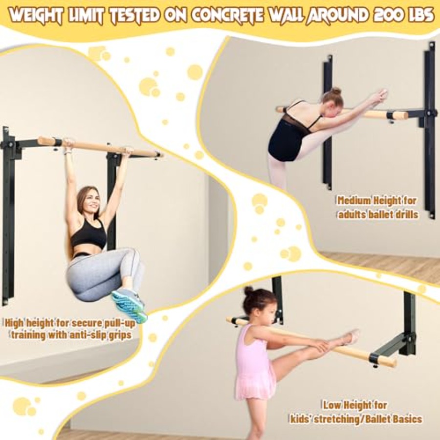 벽걸이형 발레 바 4피트 5피트 높이 조절 가능 접이식 - Home Gym Wall 리뷰 및 가격