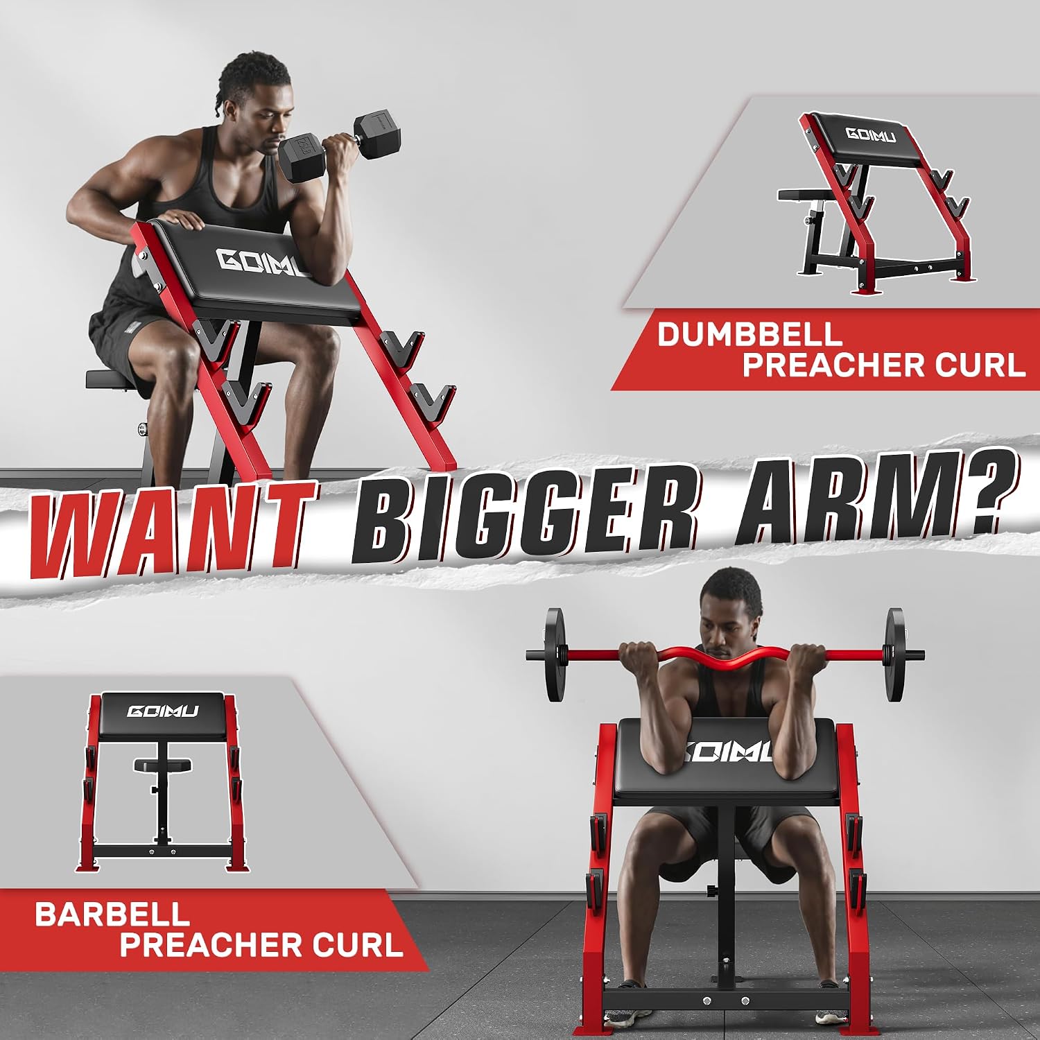 조절 가능한 프리처 컬 벤치, 분리형 바벨 덤벨 바이셉 - Barbell Curl Bar 리뷰 및 가격