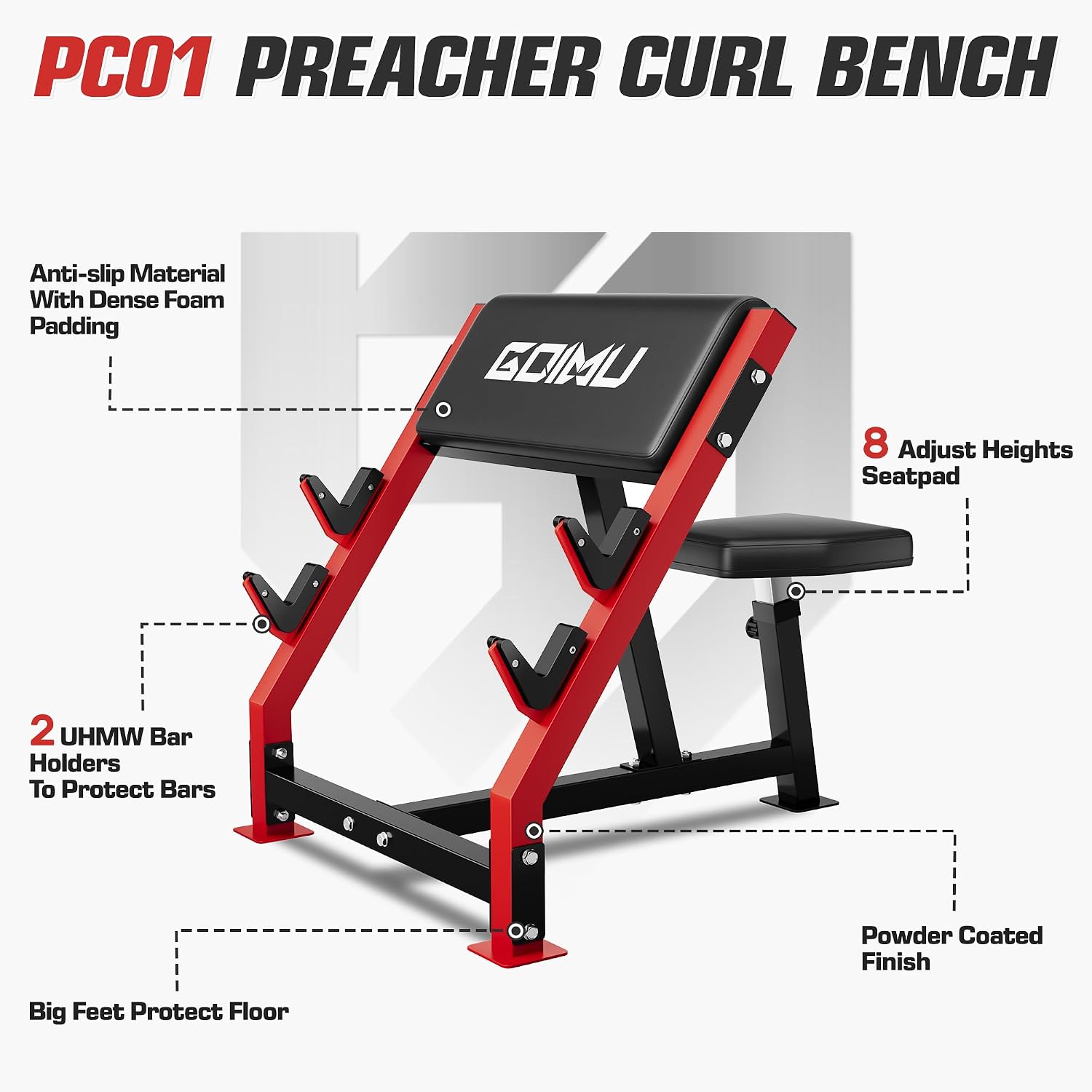 조절 가능한 프리처 컬 벤치, 분리형 바벨 덤벨 바이셉 - Barbell Curl Bar 리뷰 및 가격