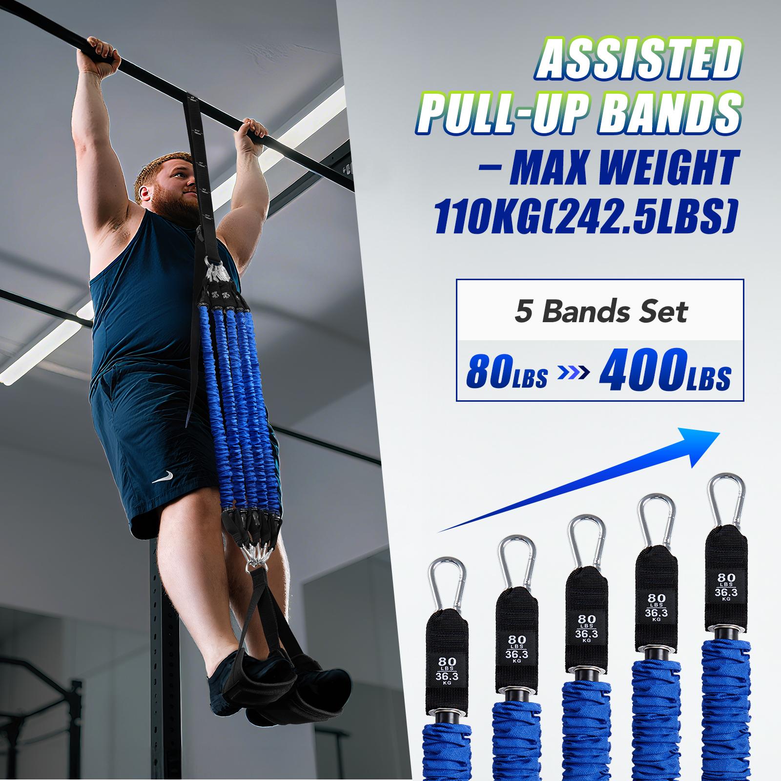 헤비 듀티 풀업 어시스트 밴드 세트 4x80lbs 조절 - Home Gym Options 리뷰 및 가격