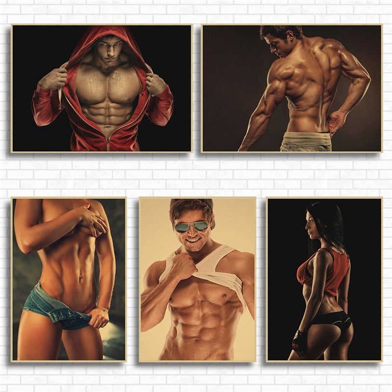 근육 보디 빌딩 피트니스 동기 빈티지 크래프트 종이 그 - Home Gym Wallpaper 리뷰 및 가격