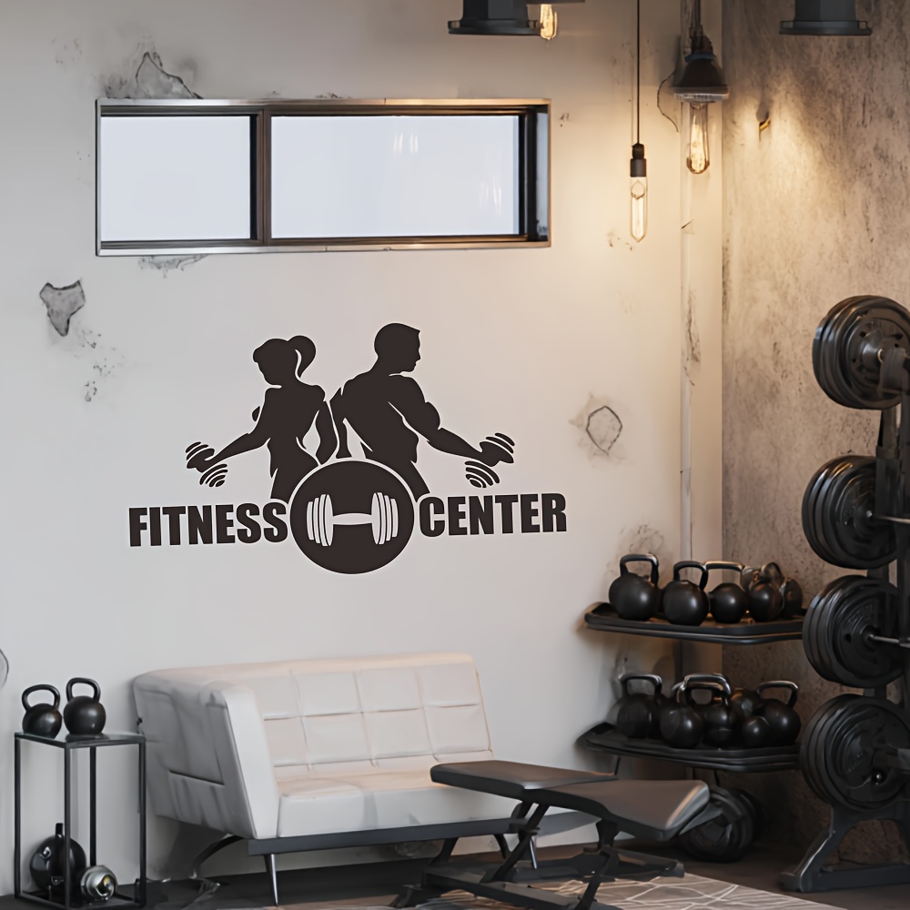 1PC 남성과 여성 덤벨 벽 스티커 비닐 아트 홈 장식 - Home Gym Wallpaper 리뷰 및 가격