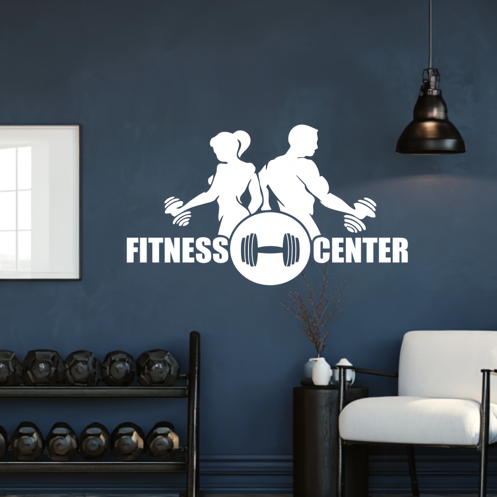 1PC 남성과 여성 덤벨 벽 스티커 비닐 아트 홈 장식 - Home Gym Wallpaper 리뷰 및 가격