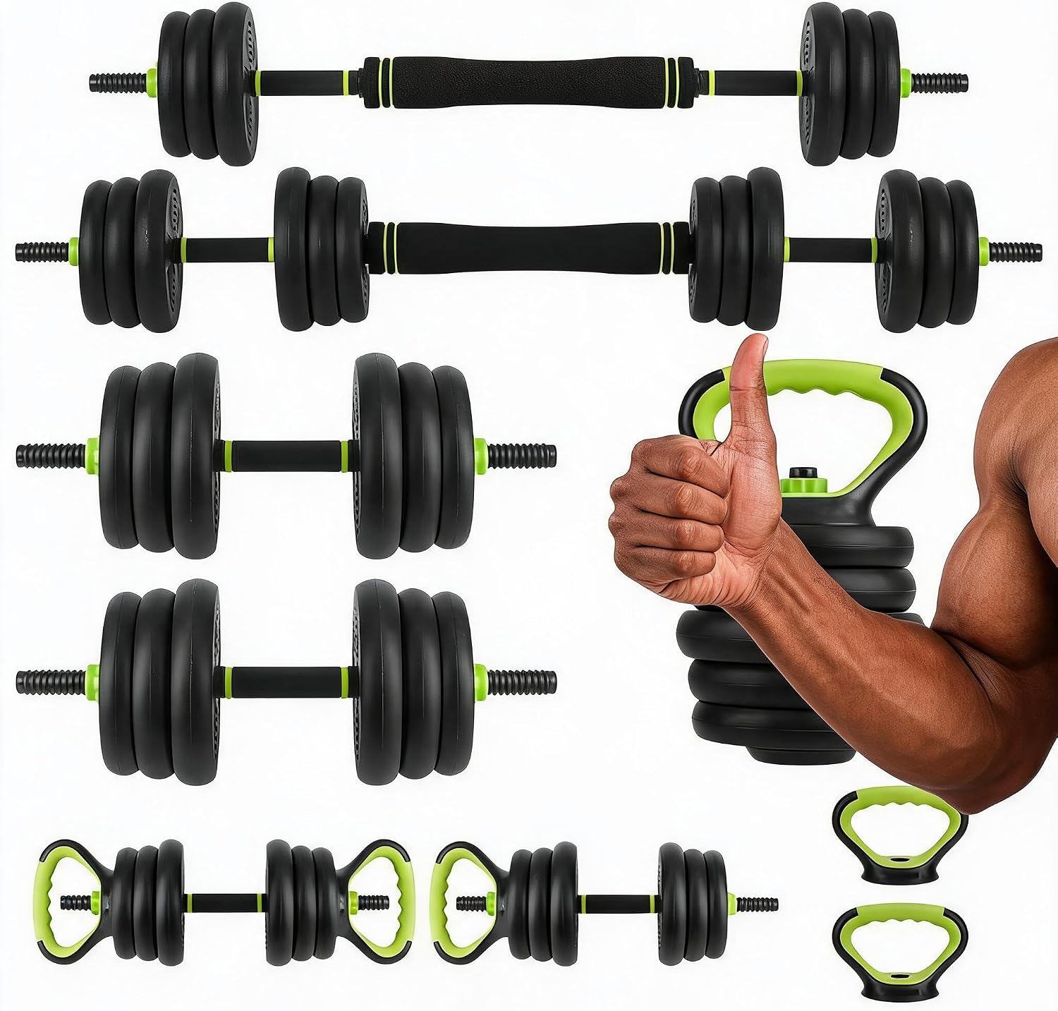 4 in 1 조절식 덤벨 세트, 44lbs 프리 웨이트 - Home Gym Options 리뷰 및 가격