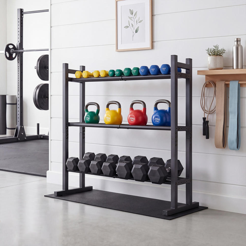 헤비 듀티 3단 덤벨 랙, 분체 도장된 스틸 중량물 보 - Fitness Home Gym Equipment 리뷰 및 가격