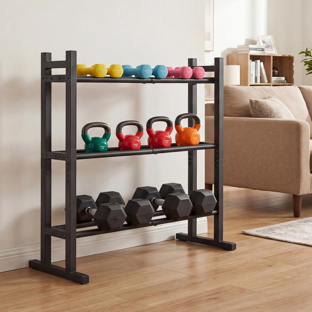 헤비 듀티 3단 덤벨 랙, 분체 도장된 스틸 중량물 보 - Fitness Home Gym Equipment 리뷰 및 가격
