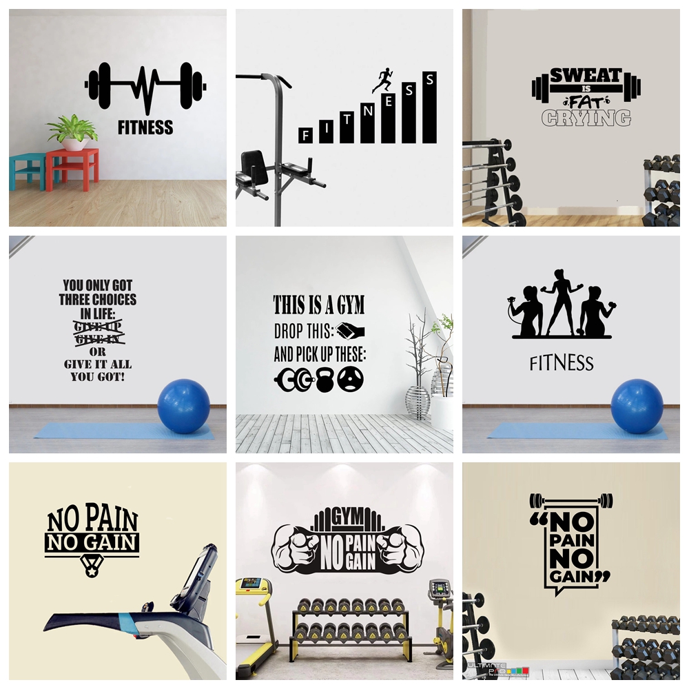 핫 세일 체육관 문화 벽 스티커, 홈 데코, 어린이 방 - Home Gym Wallpaper 리뷰 및 가격